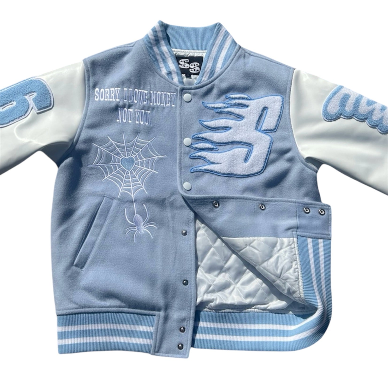 Ice Blue Heartbreaker Varsity Jacket