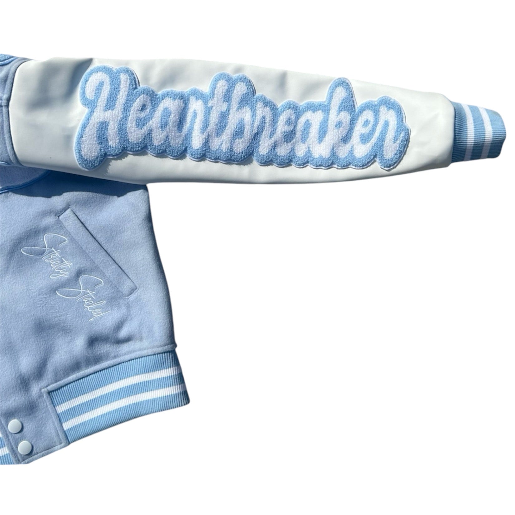 Ice Blue Heartbreaker Varsity Jacket